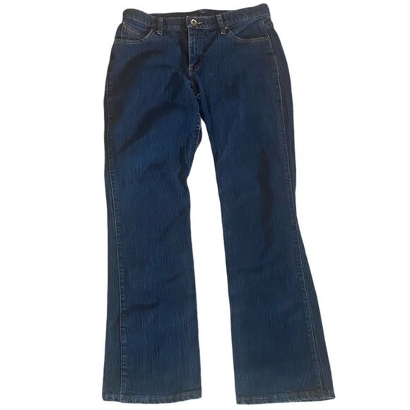 Wrangler Womens Dark Wash Q baby No Gap Waistband Bootcut Jeans Size 11/12 X 32 - Picture 1 of 4